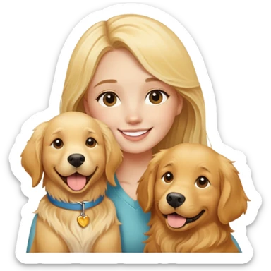 blonde girl with golden retriever  sticker
