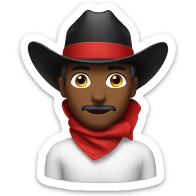 man with red bandana black cowboy hat sticker