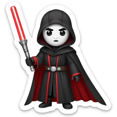 Oreo cookie with dark Sith lord robe and red lightsaber sticker