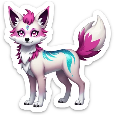 Vibrant edgy gothic Falvie-Fionbri-creature-sparkle-canine-fursona, full body, with random markings sticker