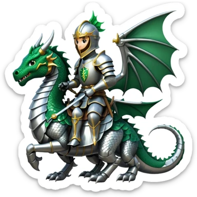 Dragon rider: a knight mounted on a dragon sticker