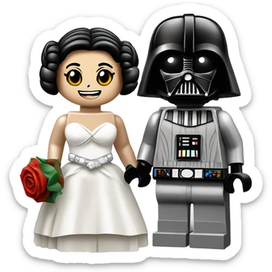Lego Princess Leia and Darth Vader get married sticker