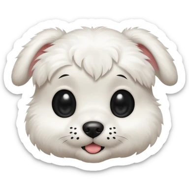 white puppy with a black dot in the eye sticker