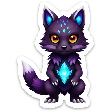 Epic Edgy Cute Colorful Vibrant Dark Nebula Modern Vernid-Protogen-creature-animal, full body sticker