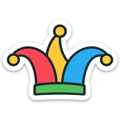 jester's hat logo, vibrant color outline, playful yet professional sticker
