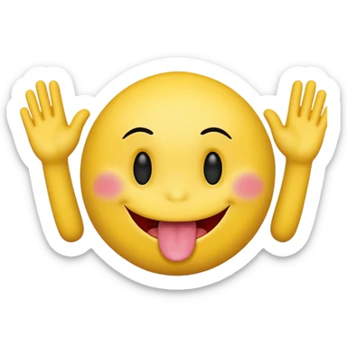 Smiley face with tounge out and hands to the side  sticker