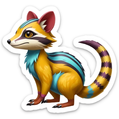 Colorful Numbat-Sergal-Civet-Tamarin-Cacomistl-Genet-Pokémon-Digimon-Fakémon-fusion-hybrid-creature sticker