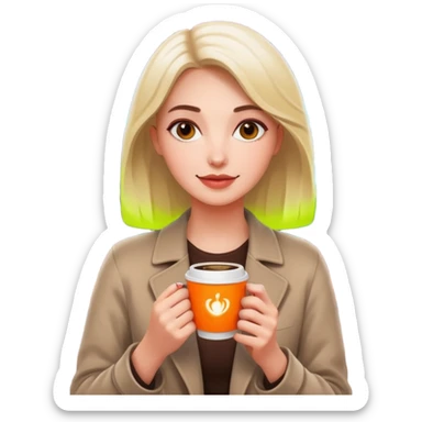 Woman with coffee , coffe shopwith  neon glow, Midnight Wander. sticker