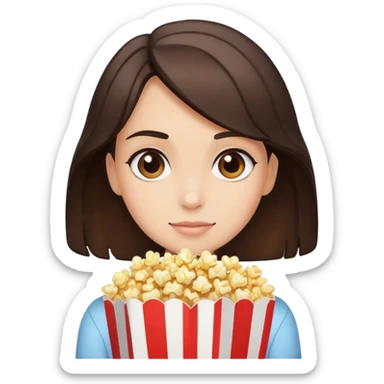 Brunette girl holding a bag of burned popcorn  sticker