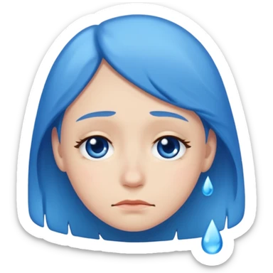 mix of these two 🥺☺️ but make it classic orginal emoji not woman or man face and without hearts and a little bit sad but still smile, make the drops blue like cry sticker