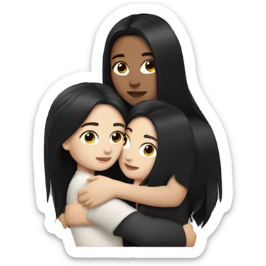 Lesbians with long black hair and white skin cuddling romantically sticker