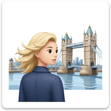 quelqu'un qui admire la vue depuis un point panoramique avec une ville avec des gratte ciel et Tower Bridge en contrebas
 sticker