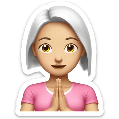 White Brunette Girl doing praying yoga pose in pink tones half body sticker