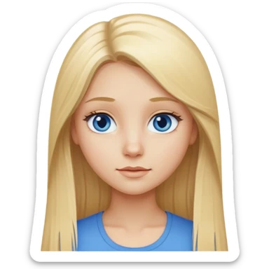 Une fille blonde aux cheveux long lisse et aux petits yeux bleus sticker