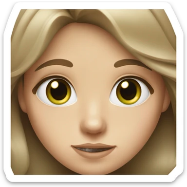 White girl with long brown hair and green eyes sticker