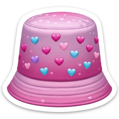 Pink ombre bucket hat with hearts and glitter sticker