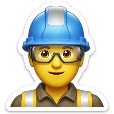 Middle-aged man, dressed in a yellow engineer helmet  sticker