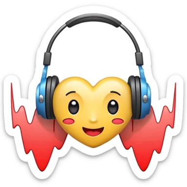 cute sound wave character with heart eyes listening to music sticker