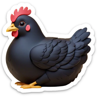 Meme-Worthy Cute Sleeping Black Chicken Portrait Emoji, Head resting peacefully with a contented smile, showcasing a delightfully compact build and a luxuriously soft black plumage, eyes shut in a serene, restful nap, Simplified yet hilariously adorable features, highly detailed, glowing with a soft, drowsy light, high shine, relaxed and utterly lovable, stylized with an air of playful laziness, bright and heartwarming, soft glowing outline, capturing the essence of a comically sleepy chicken, so meme-worthy it feels like it could instantly become the next viral sensation of adorable slumber! sticker
