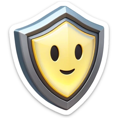 Clash of Clans aesthetic: Cinematic Playful 3D Isometric Energy Shield Emoji, rendered in a 3D vector-style similar to standard emojis with minimal shading and bold, simplified shapes. A compact, distinct form with signature details, softly glowing with a futuristic sci-fi warfare charm. Simplified yet unmistakably iconic, highly detailed and consistent, glowing with a soft radiance and high shine. Stylized with a touch of high-tech brilliance and a soft glowing outline, capturing the essence of a beloved gaming relic with a friendly, playful manner! sticker