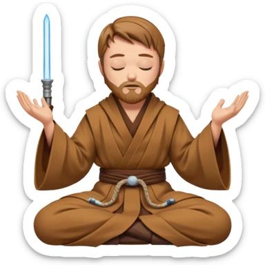 Make Obi-Wan meditating position with jedi robes nk cape closed eyes with jedi boots sticker