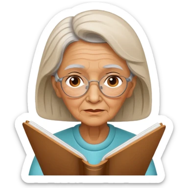 An elderly woman sketching. art board sticker