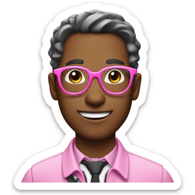 man wearing glasses with a pink whip in hand sticker
