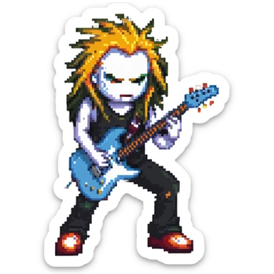 heavy metal concert, headbanging, electric guitar solo sticker