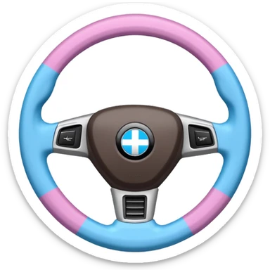 steering wheel with transgender pride flag colors and strifes , fluffy sticker