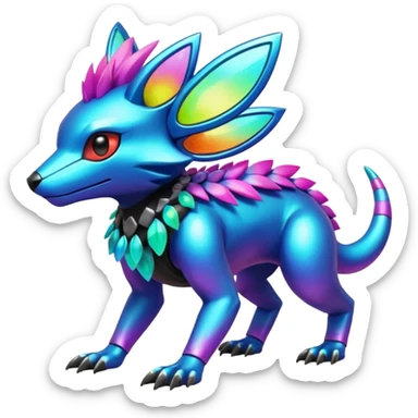  exotic tropical iridescent cyber-Protogen-Fakémon-Pokémon-Vernid-creature sticker
