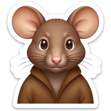 Cinematic Noble Brown Rat Portrait Emoji, Poised and alert, with a sleek, agile build and a smooth, well-groomed coat of warm brown fur, beady, determined eyes, Simplified yet sharp and sophisticated features, highly detailed, glowing with a soft, dignified glow, high shine, intelligent and resourceful, stylized with an air of urban savvy, focused and attentive, soft glowing outline, capturing the essence of a watchful and confident rat that feels as though it could scurry out of the screen with effortless authority! sticker