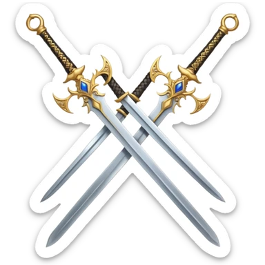 Two Golden royal swords with gold blades and gold handel sticker