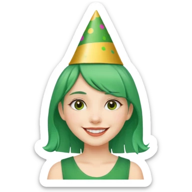 party hatted green haired girl sticker