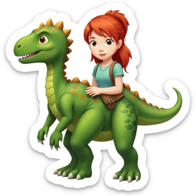 Red-haired girl with a dinosaur tail and animal paws instead of hands and feet sticker
