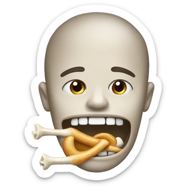 Draw an emoji with a bone in your mouth sticker