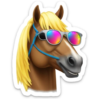 horse with sunglasses dancing with rave lights sticker