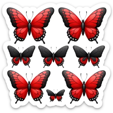 Edgy crimson-blood-red, obsidian-black, beautiful butterfly sticker