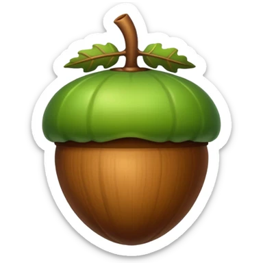 Green acorn with brown top sticker