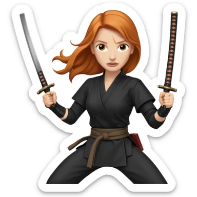 Jessica Chastain, in a ninja position with swords sticker
