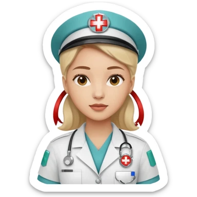 A young medic (woman) contributing to the local hospital sticker