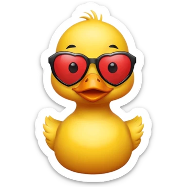 Make a frame emoji and inside it is a  yellow duck wearing red heart sunnies and the background is sky or anything blue make it like this 🌇 but what I described inside  sticker