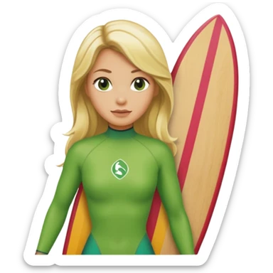 blonde hair green skin woman with surfboard sticker