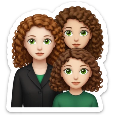 Two sisters, one have curly brown hair, green eyes and pale skin and the other one have straight brown hair, brown eyes and olive skin sticker