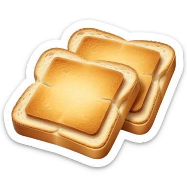 pair of crisp rectangular toast slices, golden-brown edges, airy texture, stacked or overlapping, soft lighting, subtle shadows, emoji scale sticker