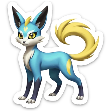 Feral Beautiful Pretty Badass Cool Colorful Painted Asian Graceful Majestic Cool Handsome Meloetta-Electrike-Renamon-Luxray-Cobalion-Vernid-fusion-hybrid-creature, full body  sticker