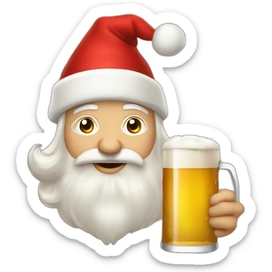 Père Noël qui boit de la bière avec des enfants sticker