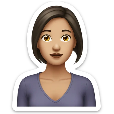 Brunette girl with diuble chin sticker