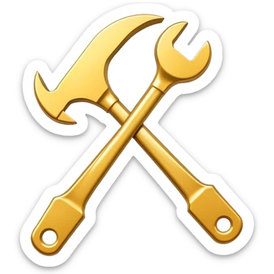 spanner icon within a gold coin sticker