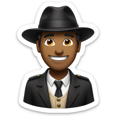 Brown guy whit black hat, smiling and shaking hands sticker