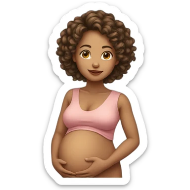 mixed race woman long curly hair pregnant enjoy sticker